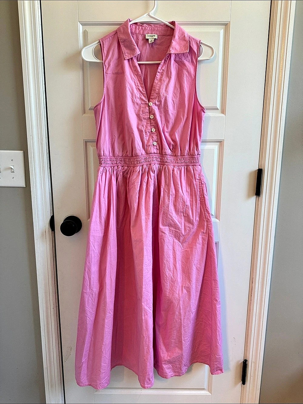J.Crew Pink Button Front Midi Dress Size 6 Like New